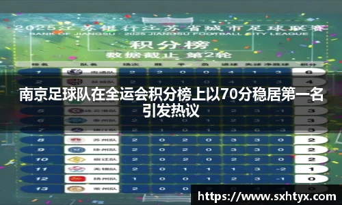 南京足球队在全运会积分榜上以70分稳居第一名引发热议